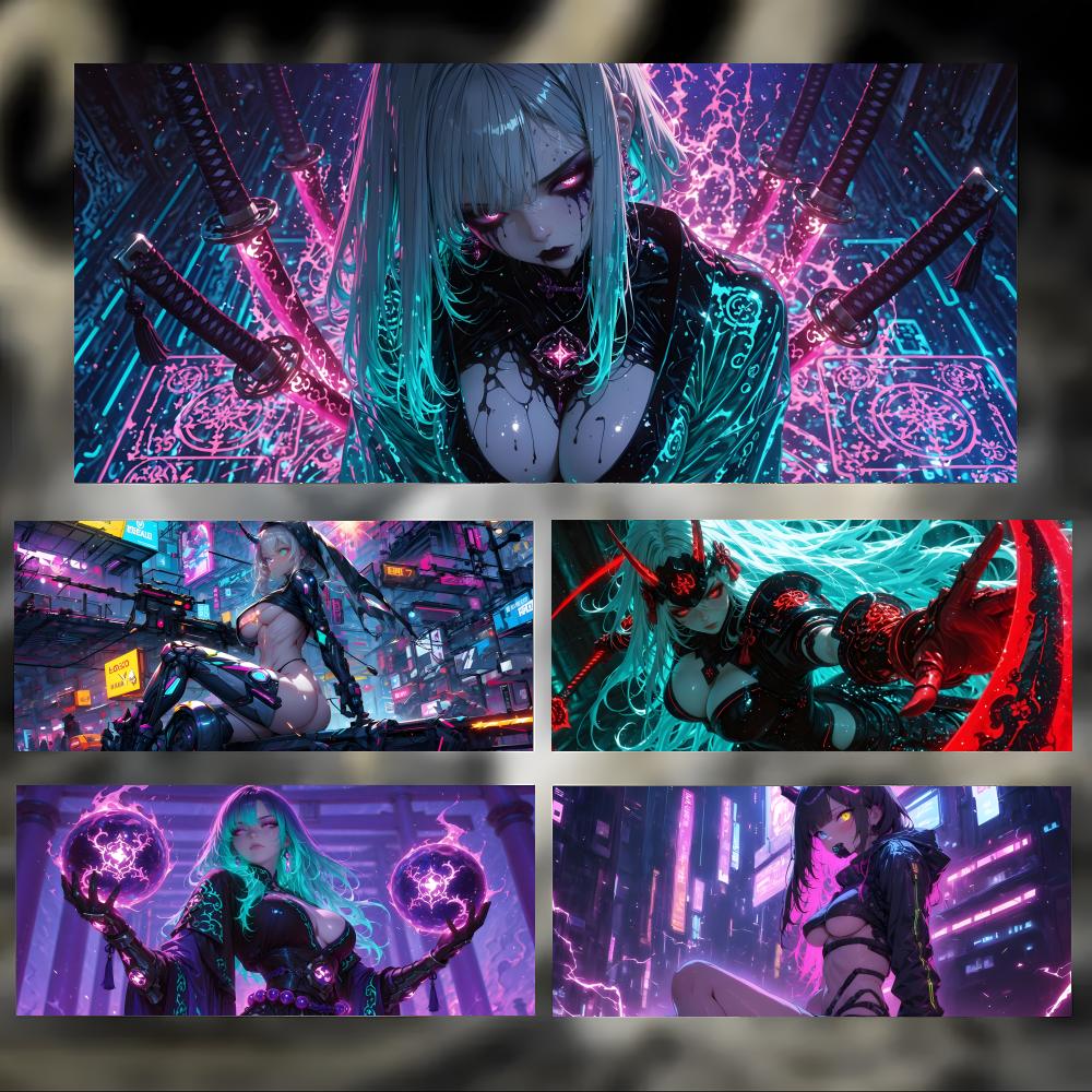 Pc Gaming Girl - Tapis de souris Cyberpunk Girl, grand